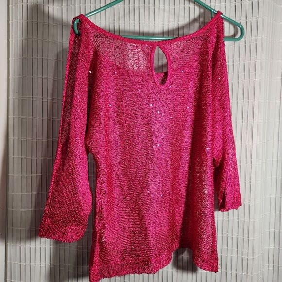 Boston Proper Cover Up Top For Women Size Small Color Pink With Sequins B4 - Picture 3 of 11